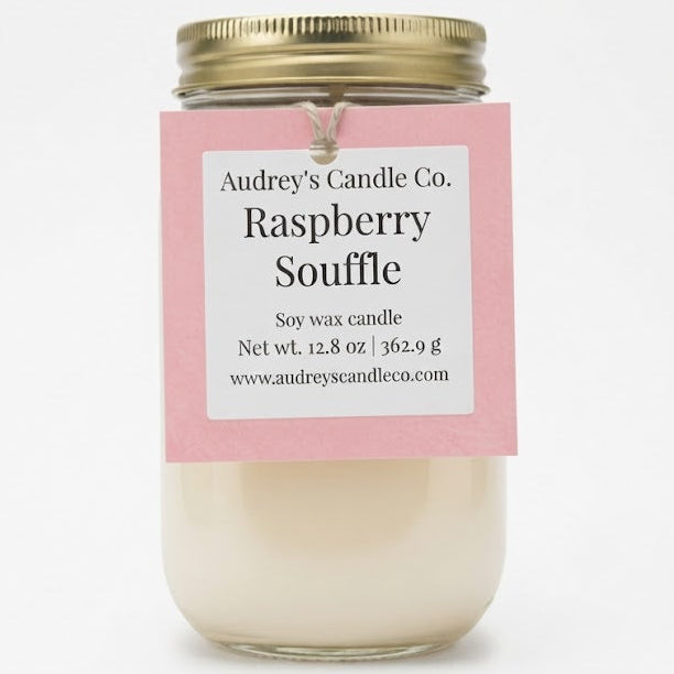 Raspberry Souffle: large candle