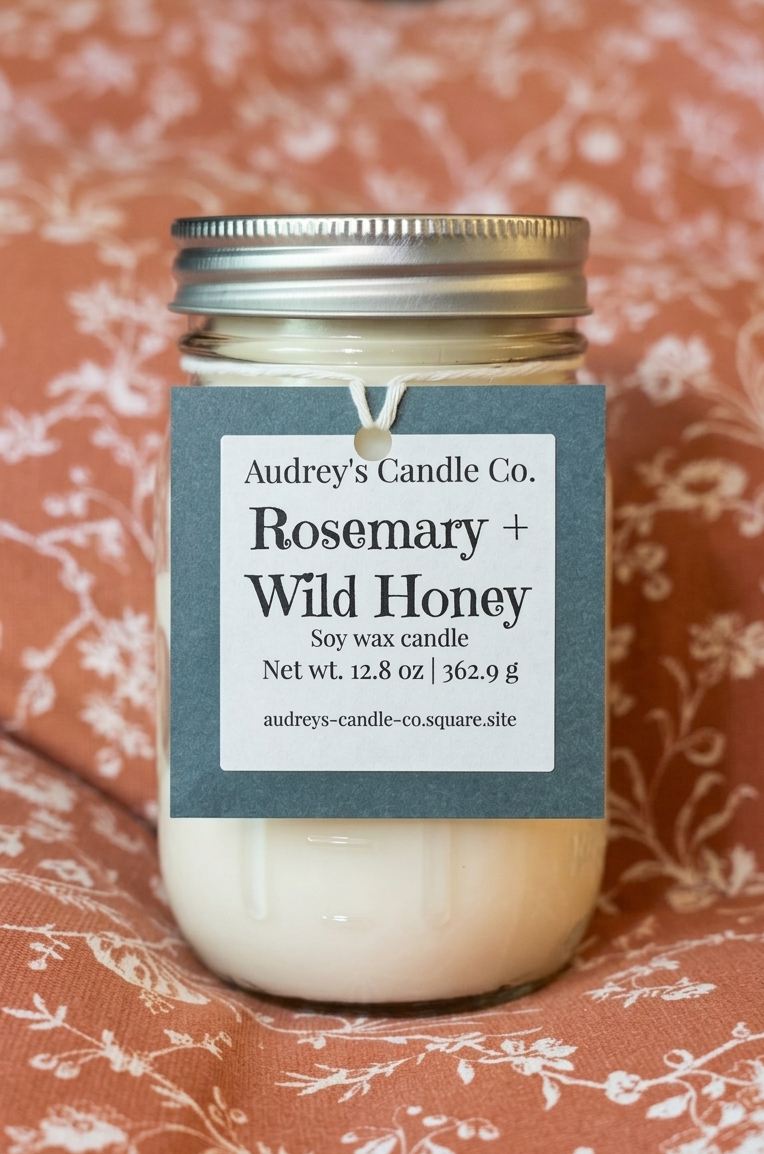Rosemary + Wild Honey: large candle